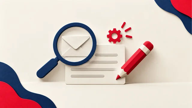 Email draft with a magnifying glass and a human-review pencil.