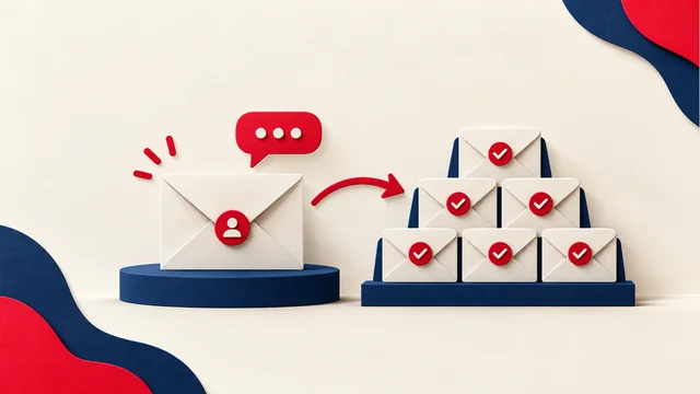One outreach envelope beside a group of permission-based campaign envelopes.
